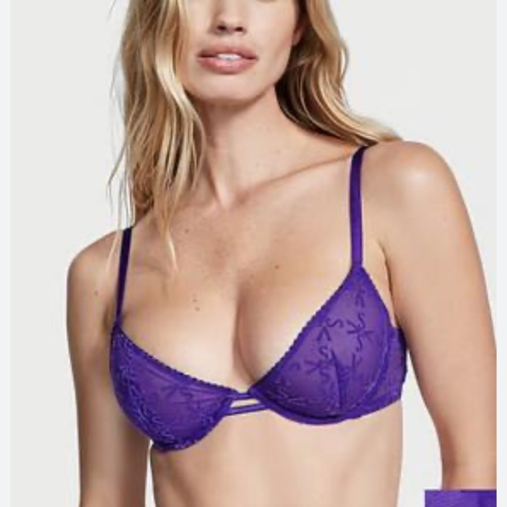 New! Victoria’s Secret Dream Angels Mesh Unlined Logo Demi Bra 10361